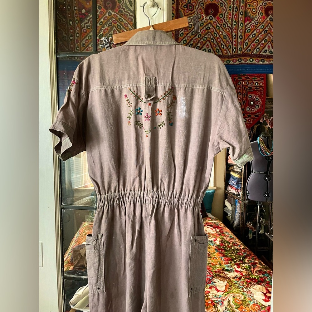 Vintage 80’s Nok Nok embroidered cotton jumpsuit utility suit - Picture 11 of 15